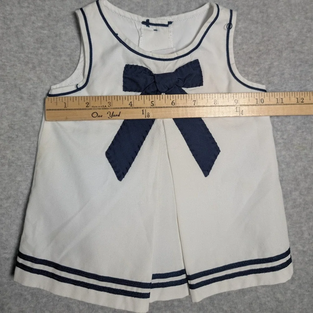 Good Lad Nautical Sailor Set White Navy Blue Bow Shorts 18M Toddler Girl Vintage